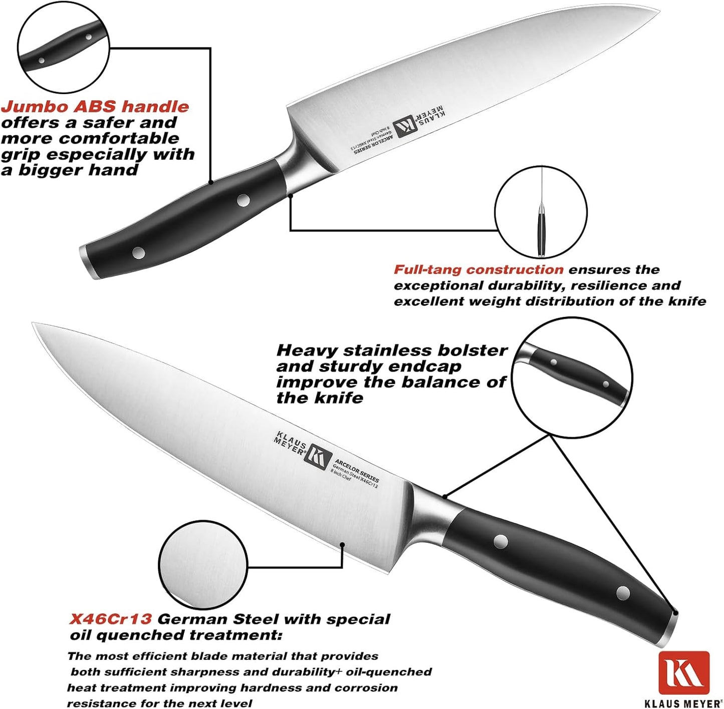 Arcelor 14 Piece Exclusive German Steel Non-Slip Handles Knife Set with Solid Wood Block …