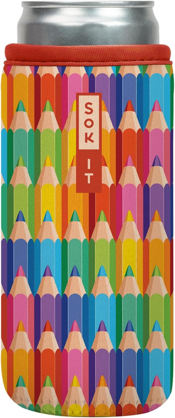 Sok It CanSok Sleeve for Beer & Soda Insulated Neoprene Cover (Work of Art, 12oz Slim Can Sleeve)