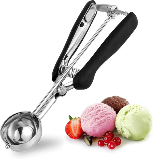 Cookie Scoop 2 Tbsp, TJ POP Professional Stainless Steel Ice Cream Scoop 44 mm, Good Soft Grips, Quick Trigger Release, 30 ml