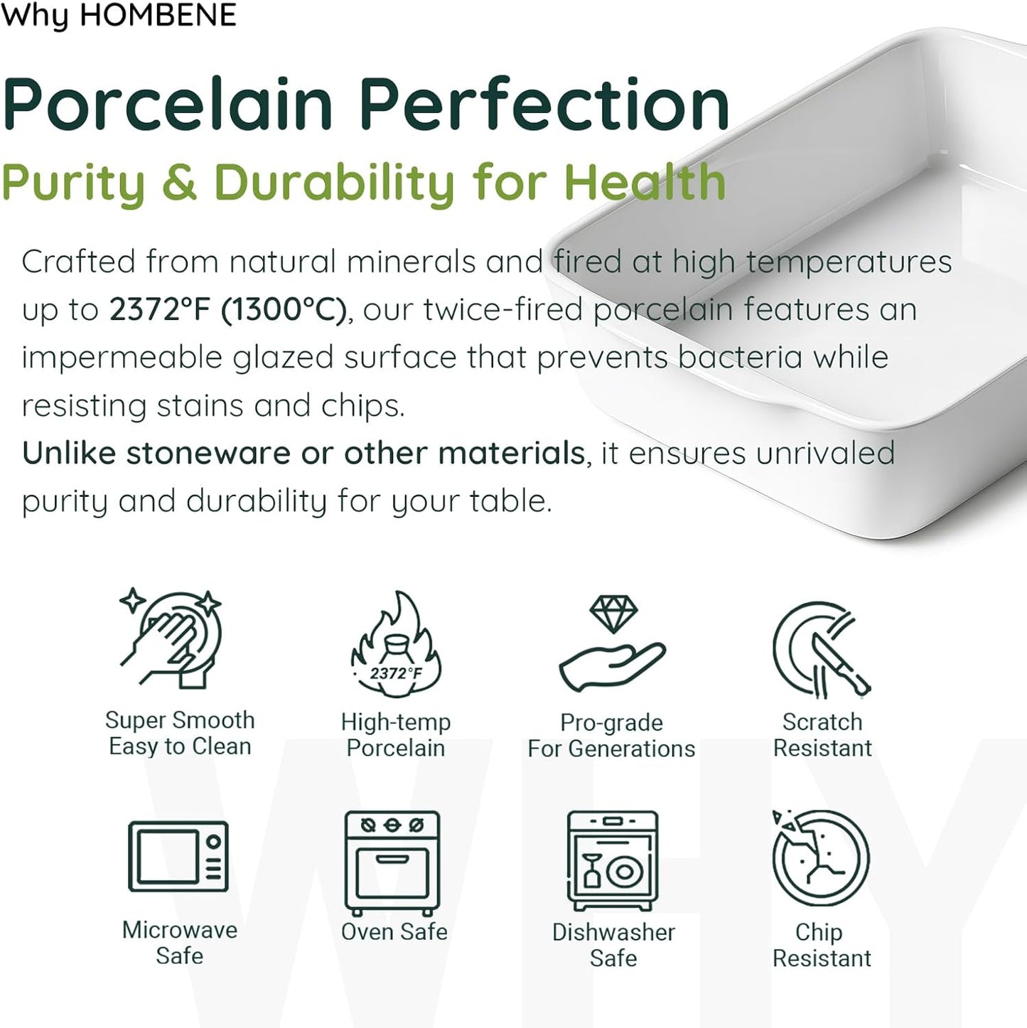 Casserole Dish with Roasting Racks, 3 QT Baking Dish with Handles, White Bakeware, Ceramic Baking Pan, Microwave Oven Safe, Dinner, Wedding (13.6"*8.7")