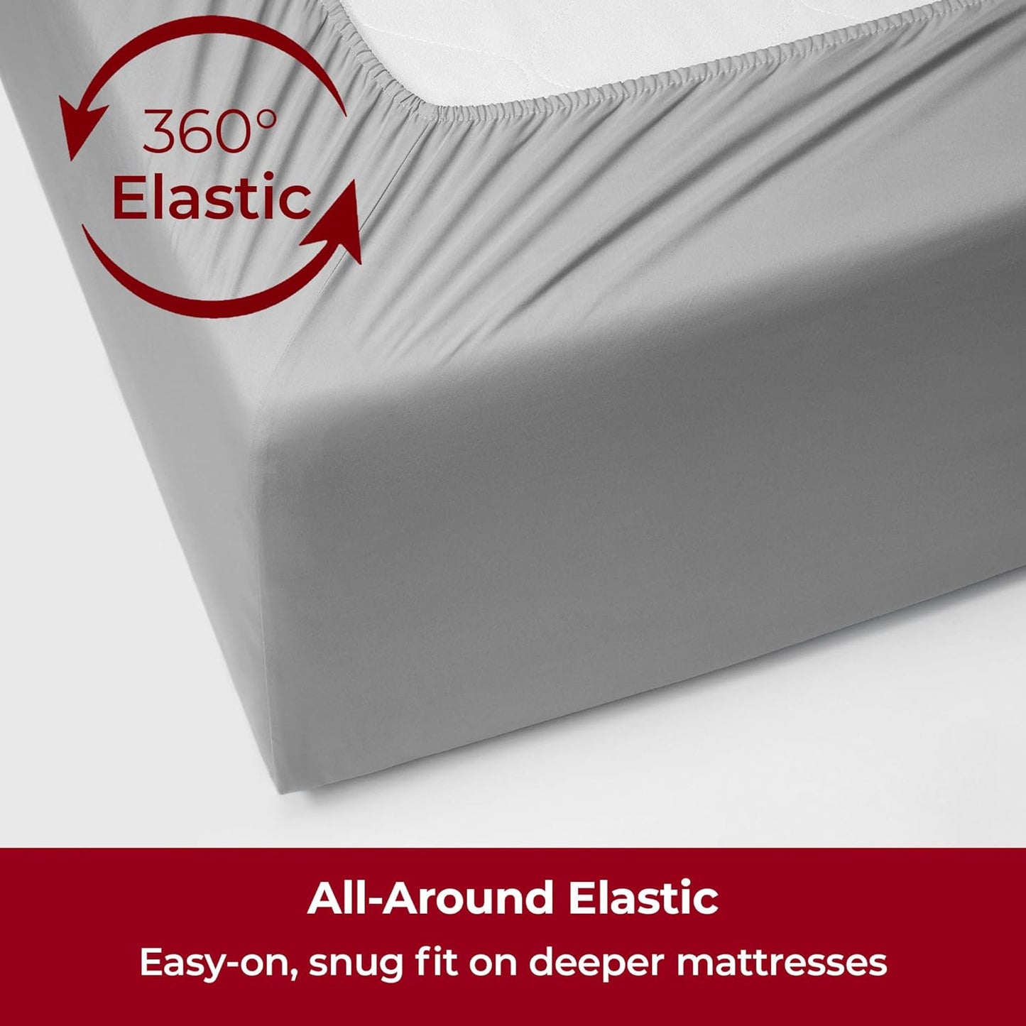 Mellanni Extra Deep Queen Sheets - 4 PC Iconic Collection Bedding - Hotel Luxury, Ultra Soft, Cooling Bed Sheets - Wrinkle, Fade, Stain Resistant (Queen, Light Gray)