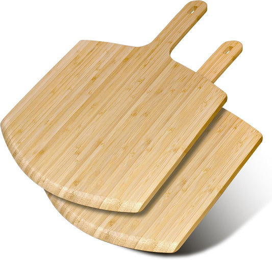 Pizza Peel 12inch 2 pack Bamboo Pizza Paddle Wooden Pizza Peels Pizza Server for Ooni Oven Accessory Pizza Spatula Baking Homemade Cheese Bread Turner Pizza Pre board Pizza Tools Gift