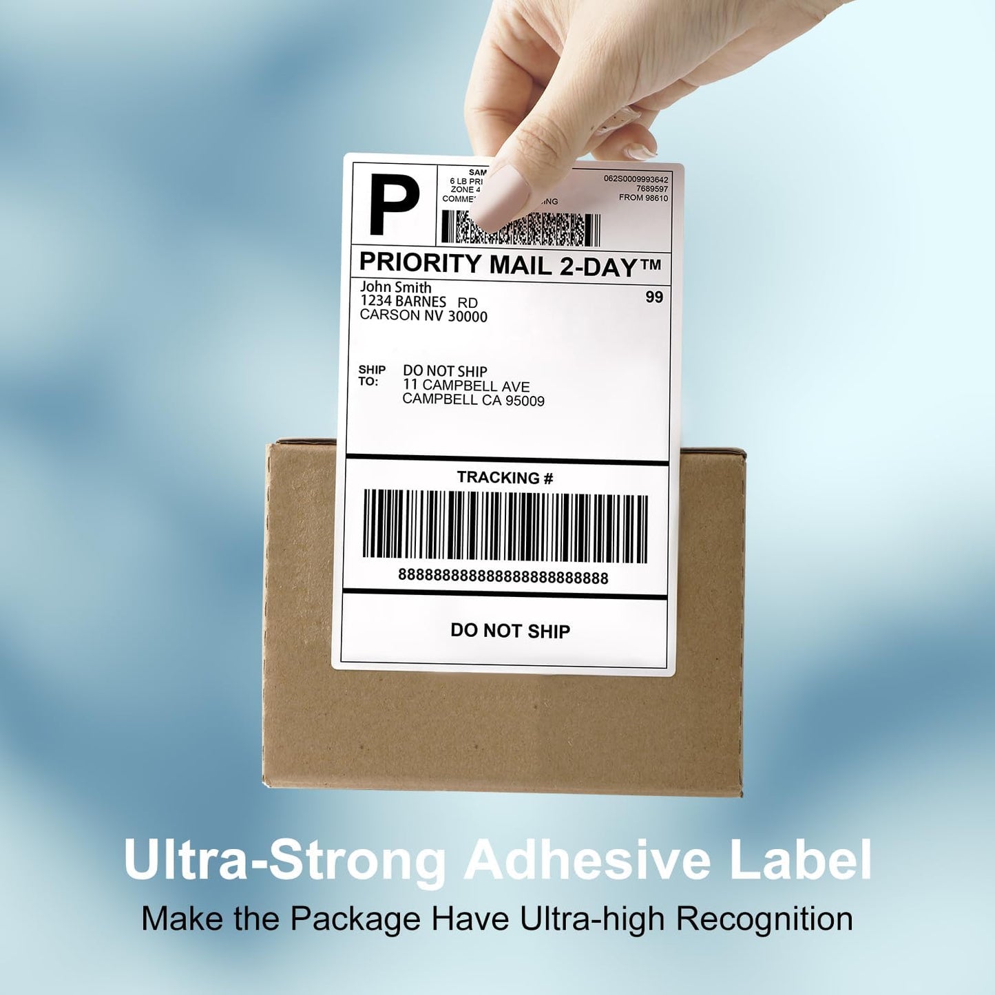 4x6 Direct Thermal Labels, 500 Labels/2 Rolls(250 Pcs per Roll), Mailing Postage Label for Shipping Packages, Strong Adhensive Shipping Label Compatible with POLONO, MUNBYN Thermal Printer