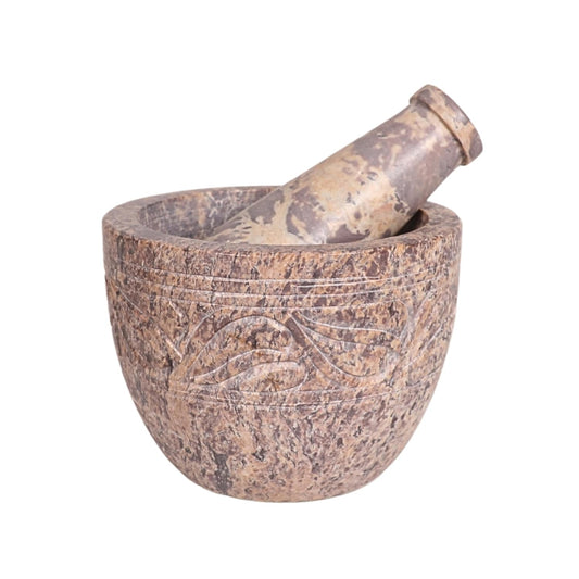 Mortar and Pestle, Made of Heavy Duty Polished Hard Stone, Natural Stone Grinder for Spices, Pastes, Herbs, Seasoning etc. (Natural)