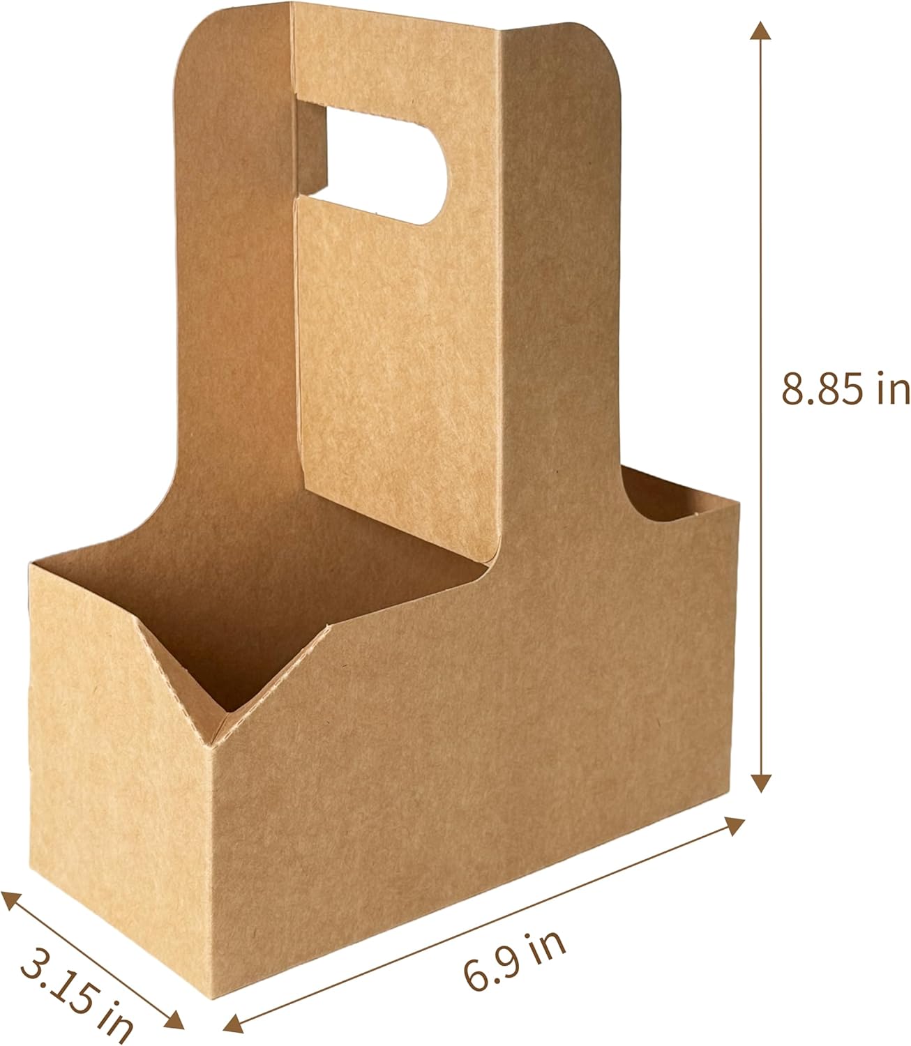 2 Cup Drink Carrier with Handle for Delivery, 50 Pack Kraft Paperboard Cup Holder, Disposable to Go Coffee Cup Carriers for Hot or Cold Drinks