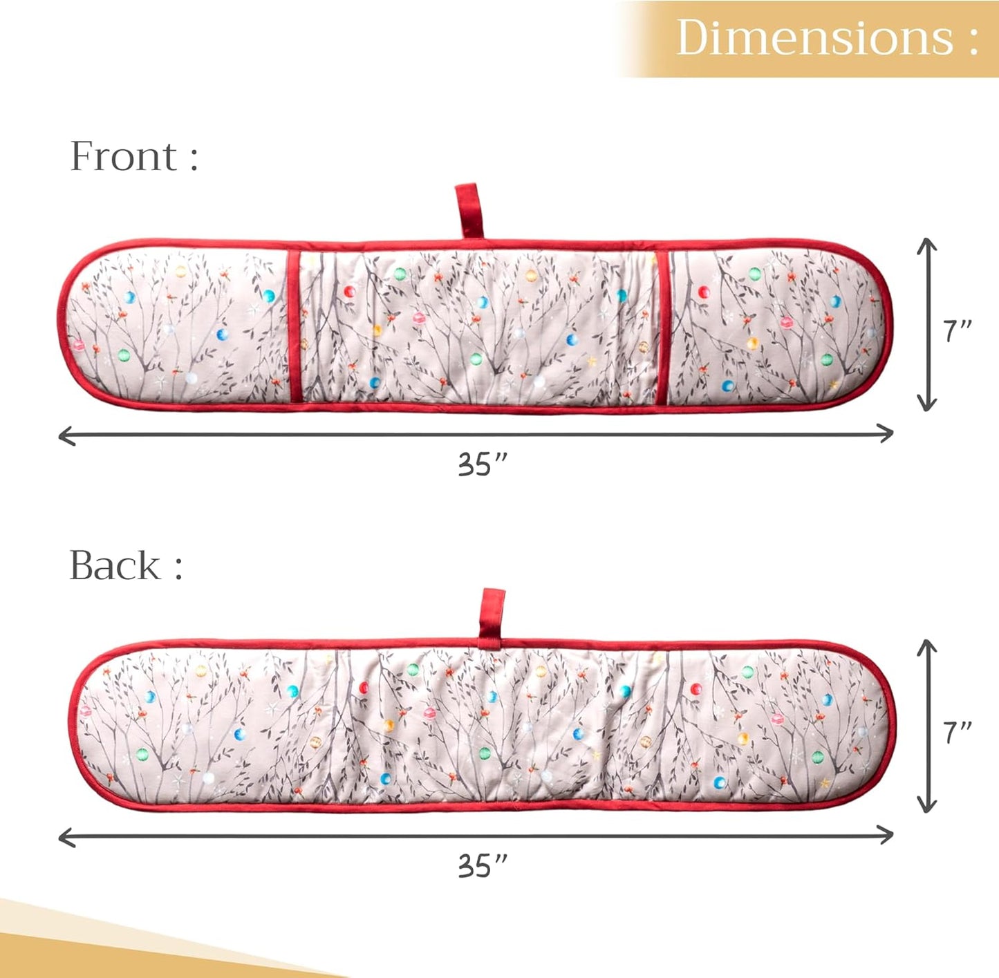 Maison d' Hermine Double Oven Mitt 100% Cotton Heat Resistant Cooking Gloves with Loop, Baking Barbeque, Handling Hot Pan, Fairy Christmas - Thanksgiving/Christmas (7 Inch x 35 Inch)