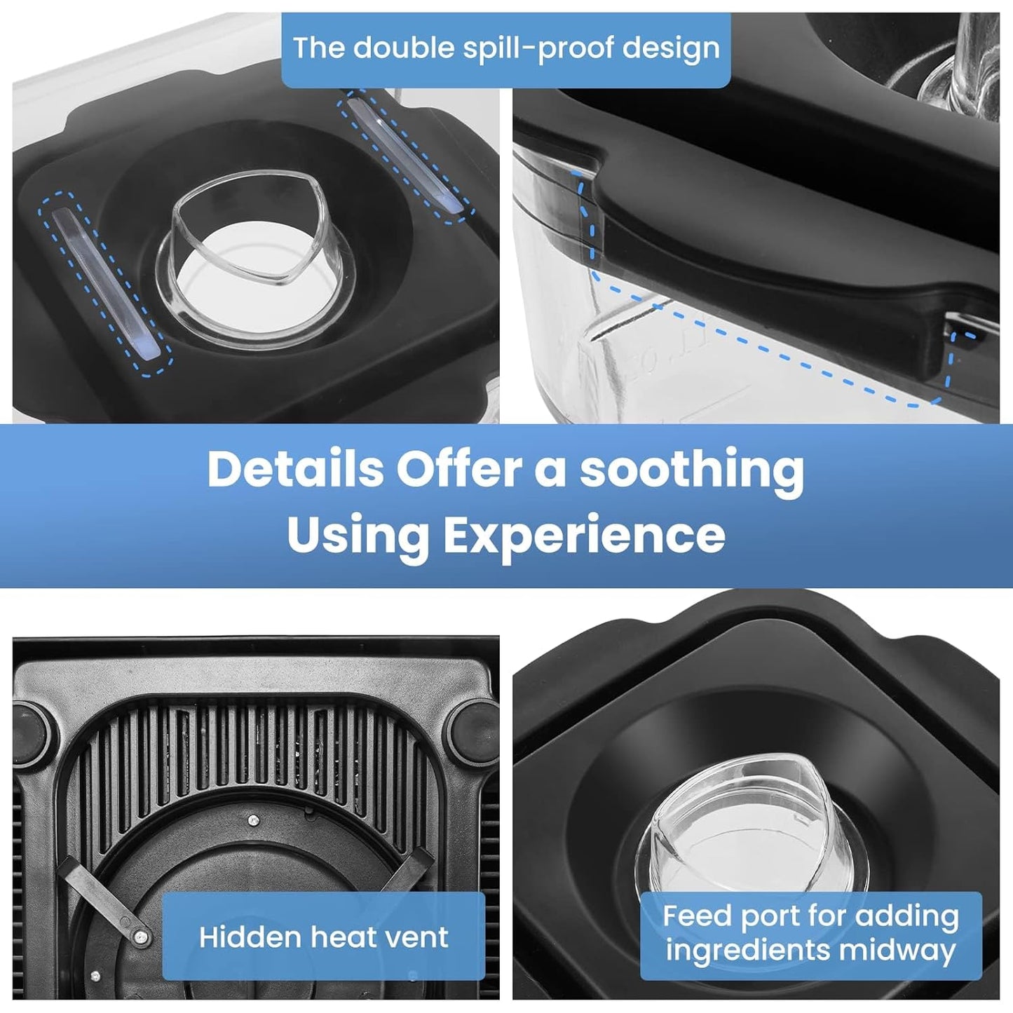 SYBO Commercial Professional Blender With Shield Quiet Soundproof Enclosure, Self-Cleaning 4D Blade System for Ice Crushing, Shakes & Purees, 48oz Pitcher, High-Speed Blender for Restaurants & Home