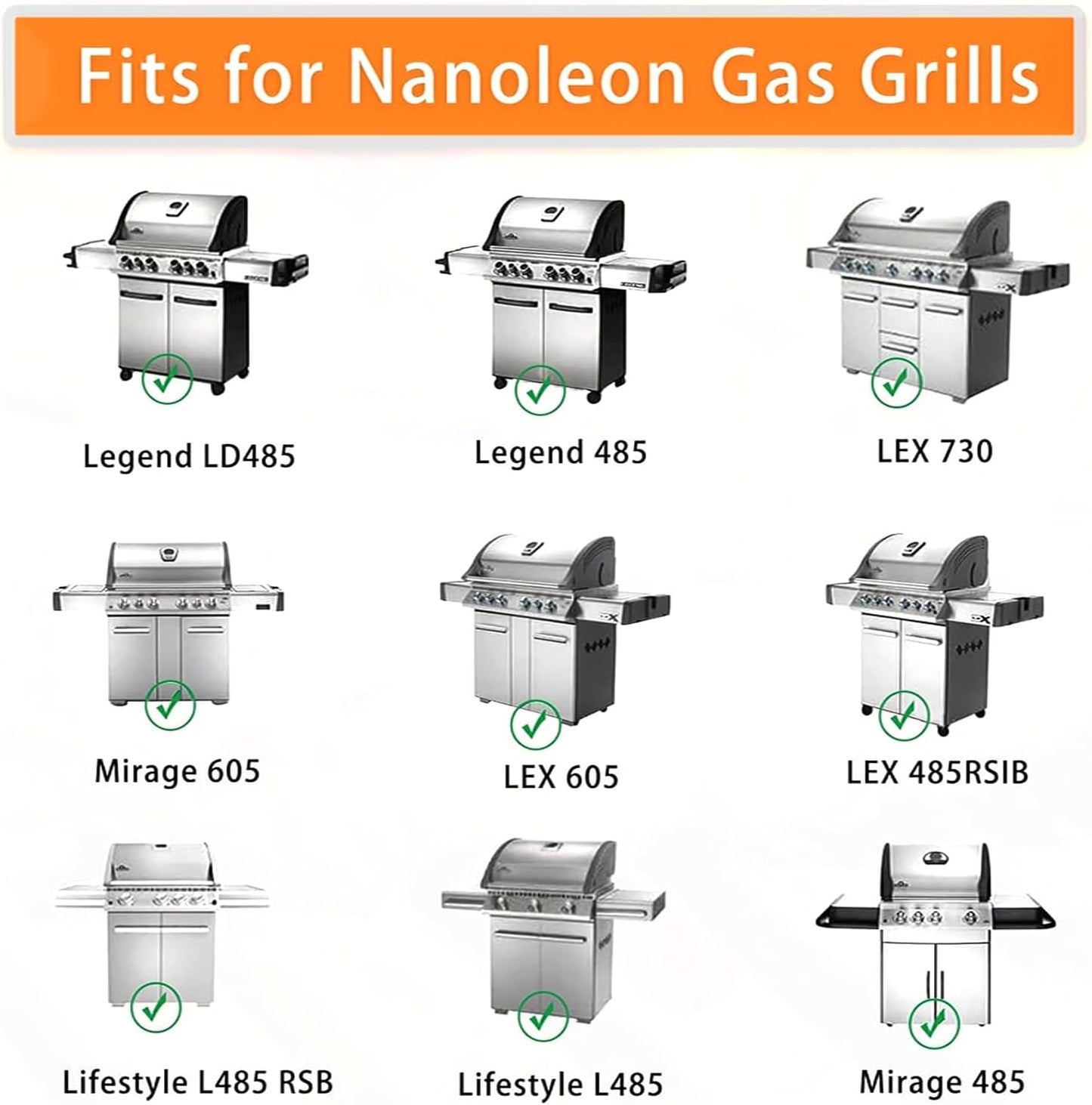 S8C011 Stainless Steel Cooking Grid Grates, Heat Plate and Grill Burner Tube Replacement Parts for Napoleon Gas Models LEX485/605/730 LE LD485 Series Grills S81001
