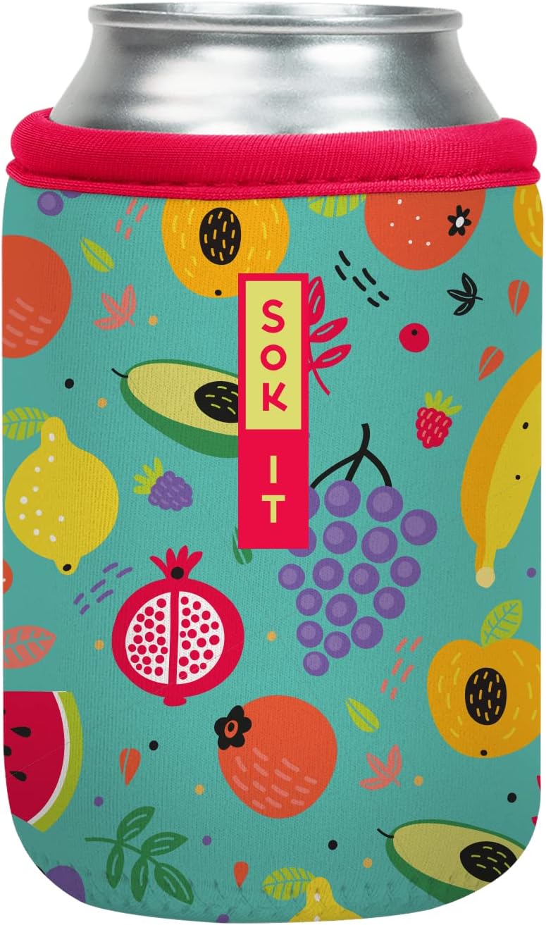 Sok It CanSok Sleeve for Beer & Soda Insulated Neoprene Cover (Fruit Basket, 12oz Can Sleeve)