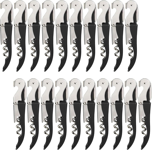 HYZ Wine Opener Bulk 20Pack for Bartender, Professional Waiter Corkscrew Wine Key for Servers,Wine Bottle Opener Double Hinged, Wine Accessories Set for Party Favor, Black