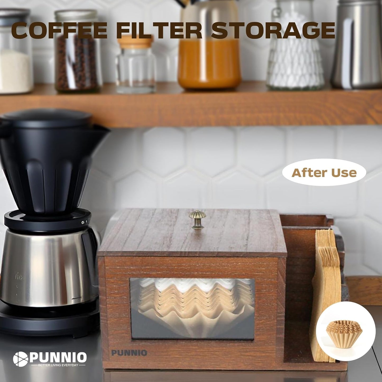 3 in 1 Coffee Filter Holder, Coffee Filters Storge Organizer with Lid for Home Kitchen Barista