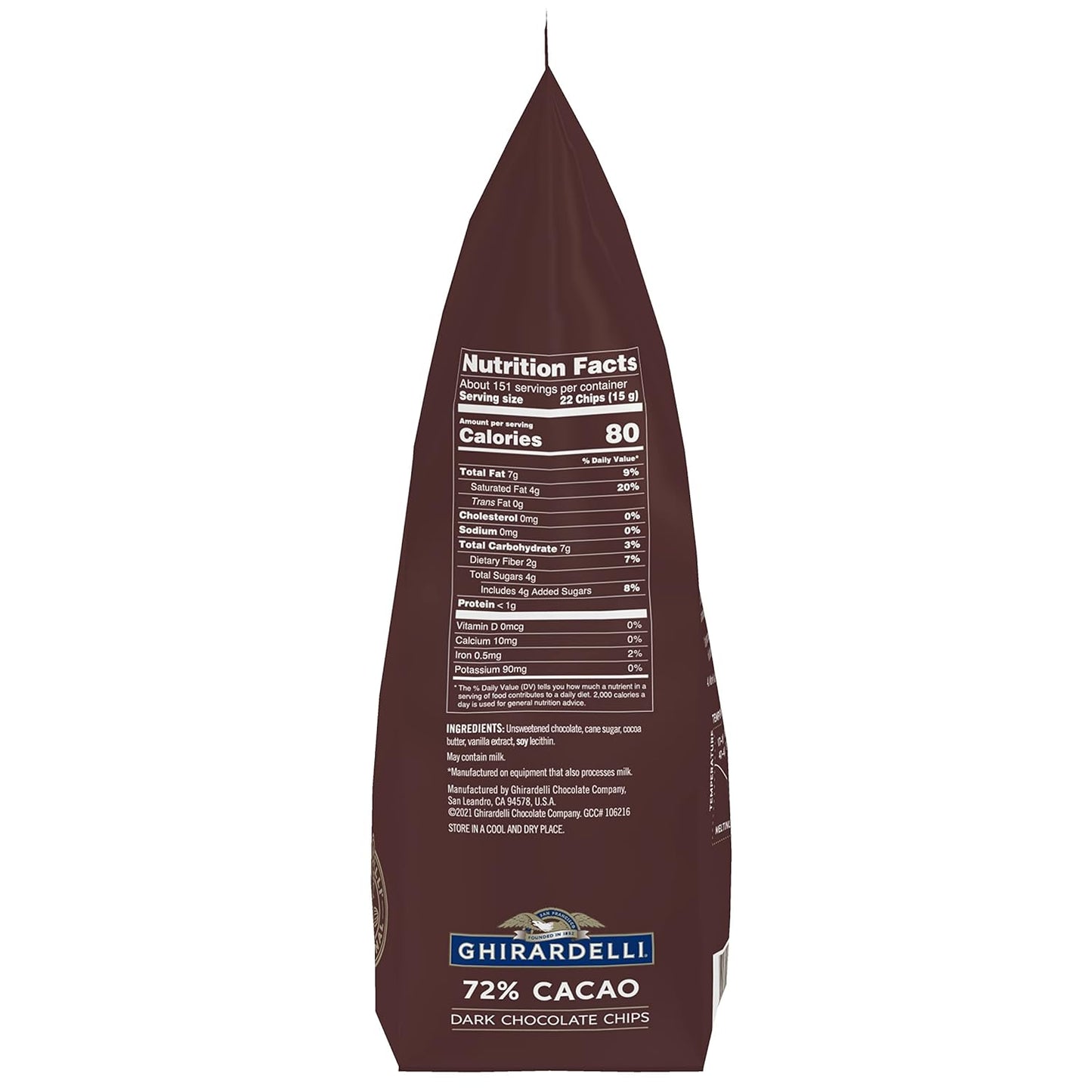 Ghirardelli Chocolate Company 72% Cacao Dark Chocolate Chips, 5lb. Bag (Pack of 2)