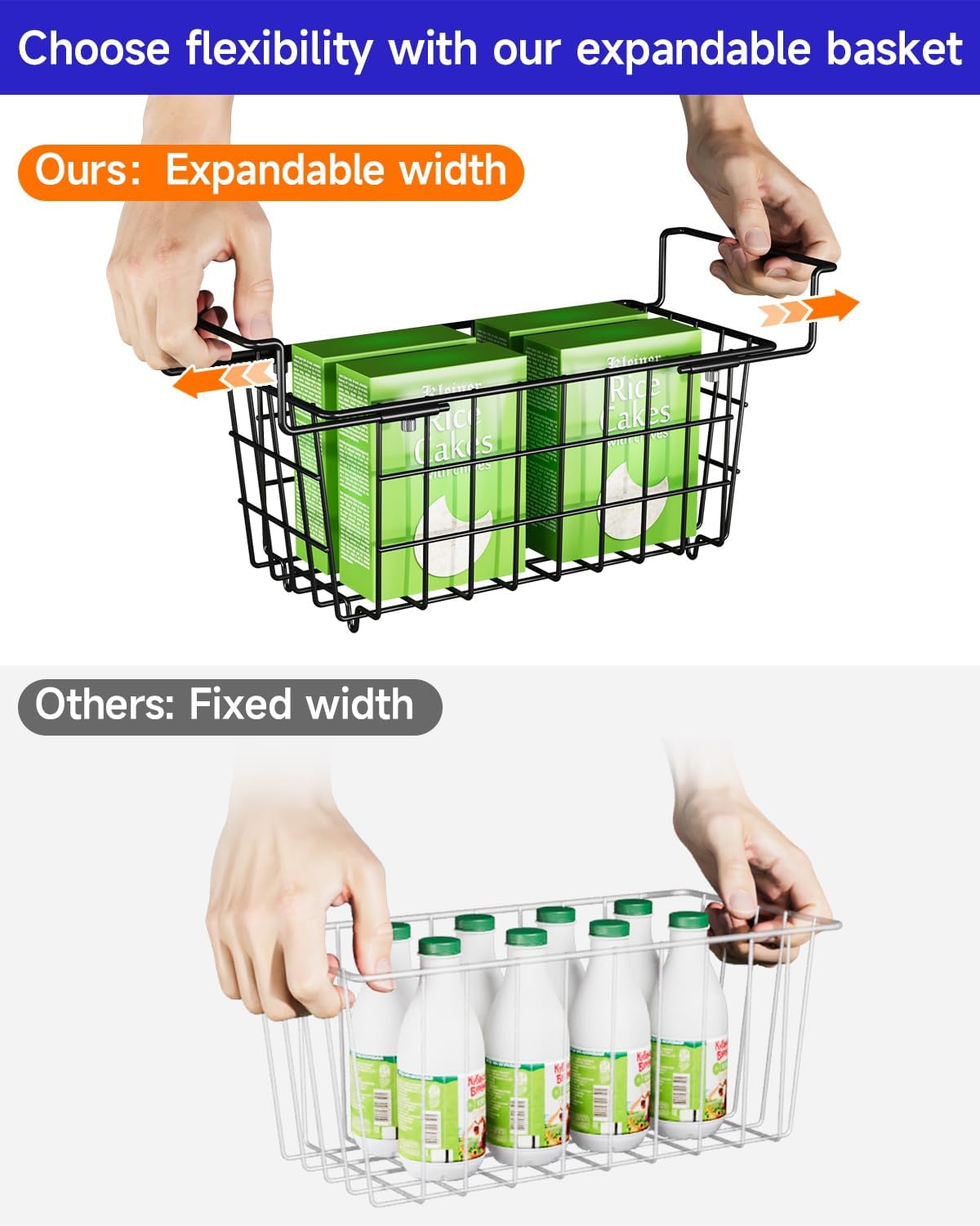 Stackable Freezer Organizer - Expandable Bin*1 + Stackable Bins*3 for Chest & Upright Freezers