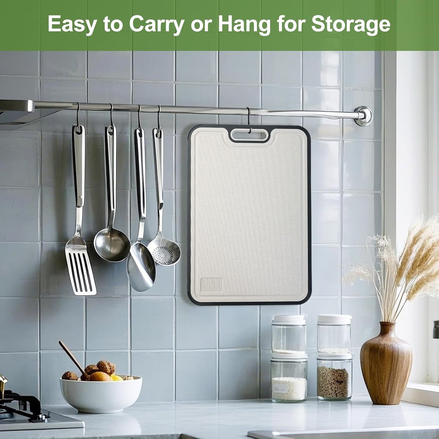 Titanium Cutting Board for Kitchen, Double Side Large Cutting Board for Meats, Fruits And Vegetables, Chopping Board with with Juice Groove, 15.2x10.4inch