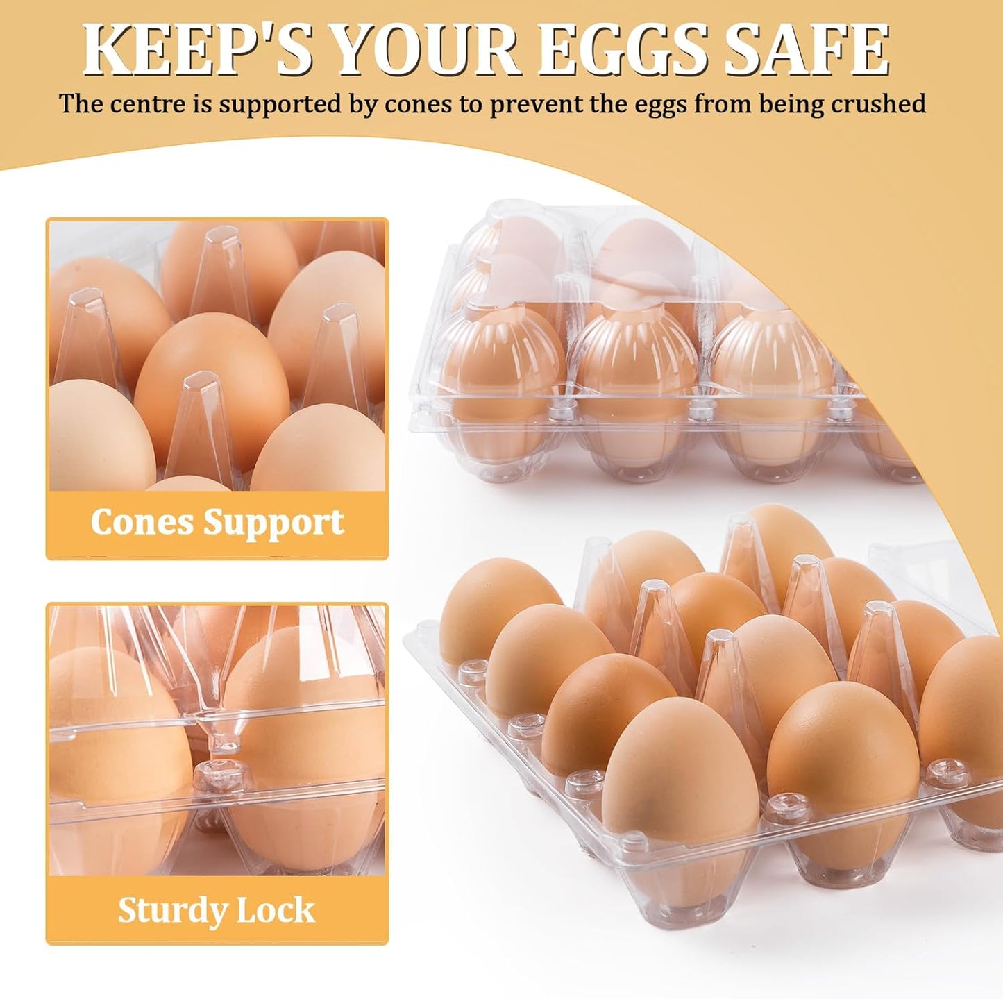 40PCS Plastic Egg Cartons 18 Count,Clear Egg Cartons Cheap Bulk for Fresh Eggs,Reusable Egg Holder for Family,Pasture,Farm Markets Display - Medium Egg Containers 3x6 Grids
