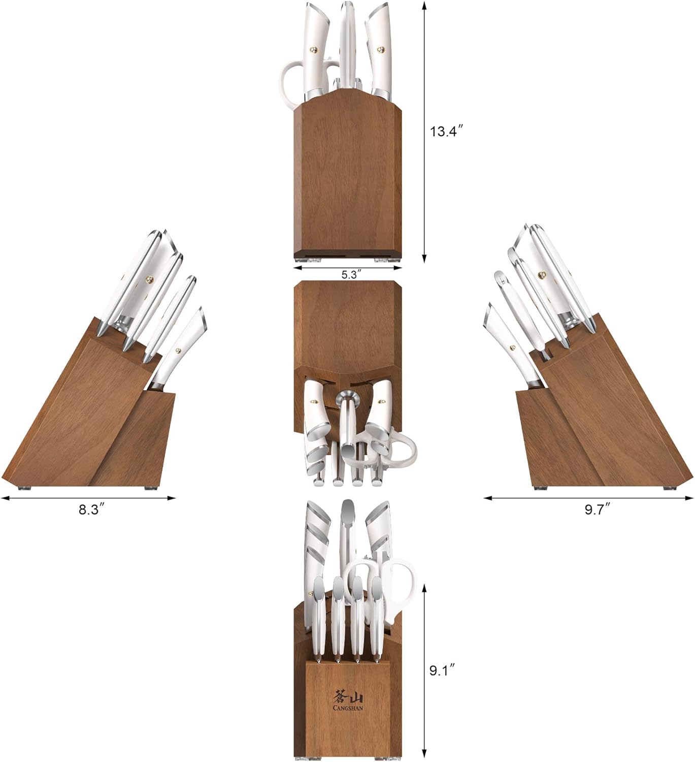Cangshan ELBERT Series German Steel Forged Knife Block Sets (12-PIece, White)