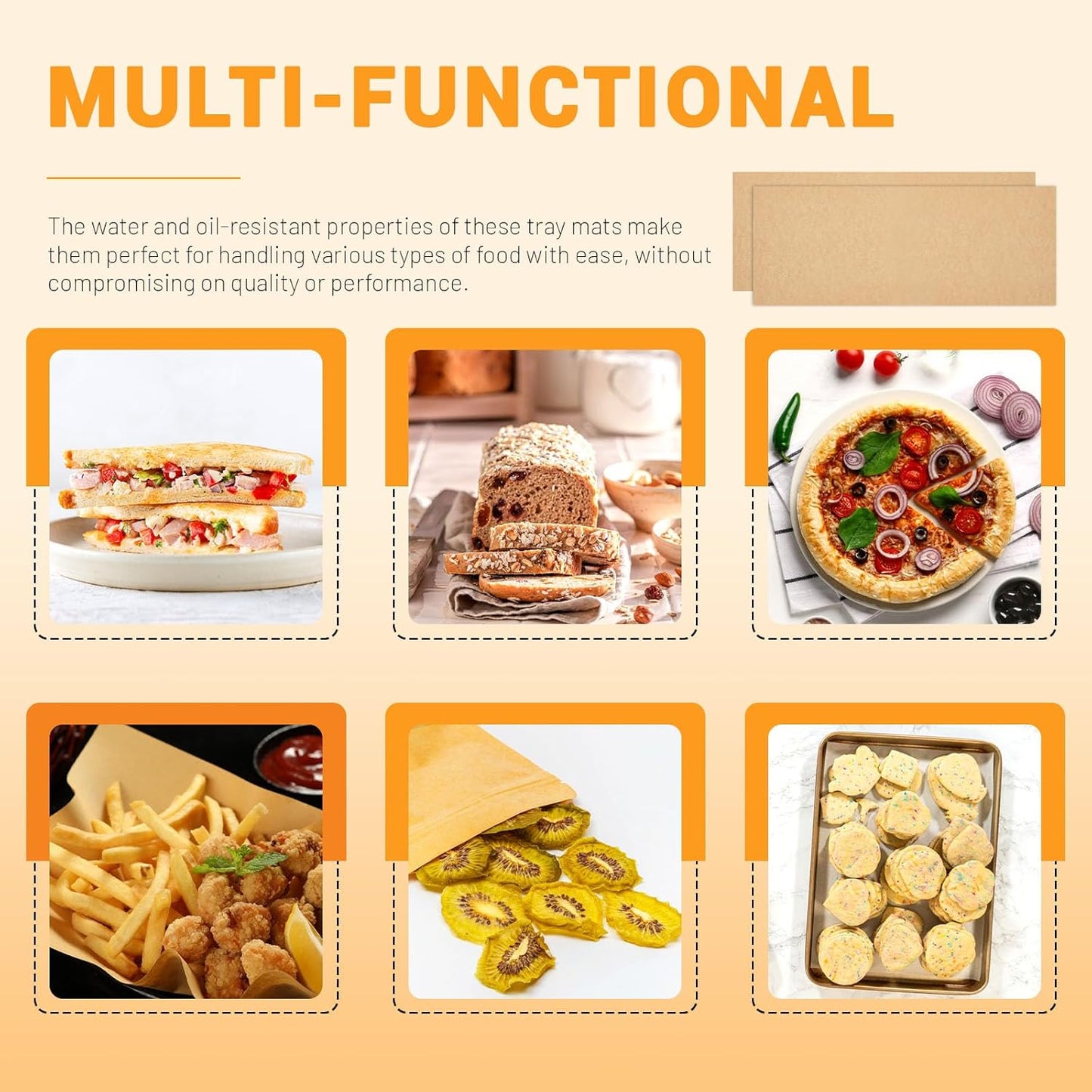 Huakaile 200 Pieces Unbleached Parchment Paper Air Fryer Liners Freeze Dryer Tray Mats, 17 x 6.8" Baking Paper Sheets for Oven Nonstick, Cooking Accessories Parchment Roll for Bread Cake Pans