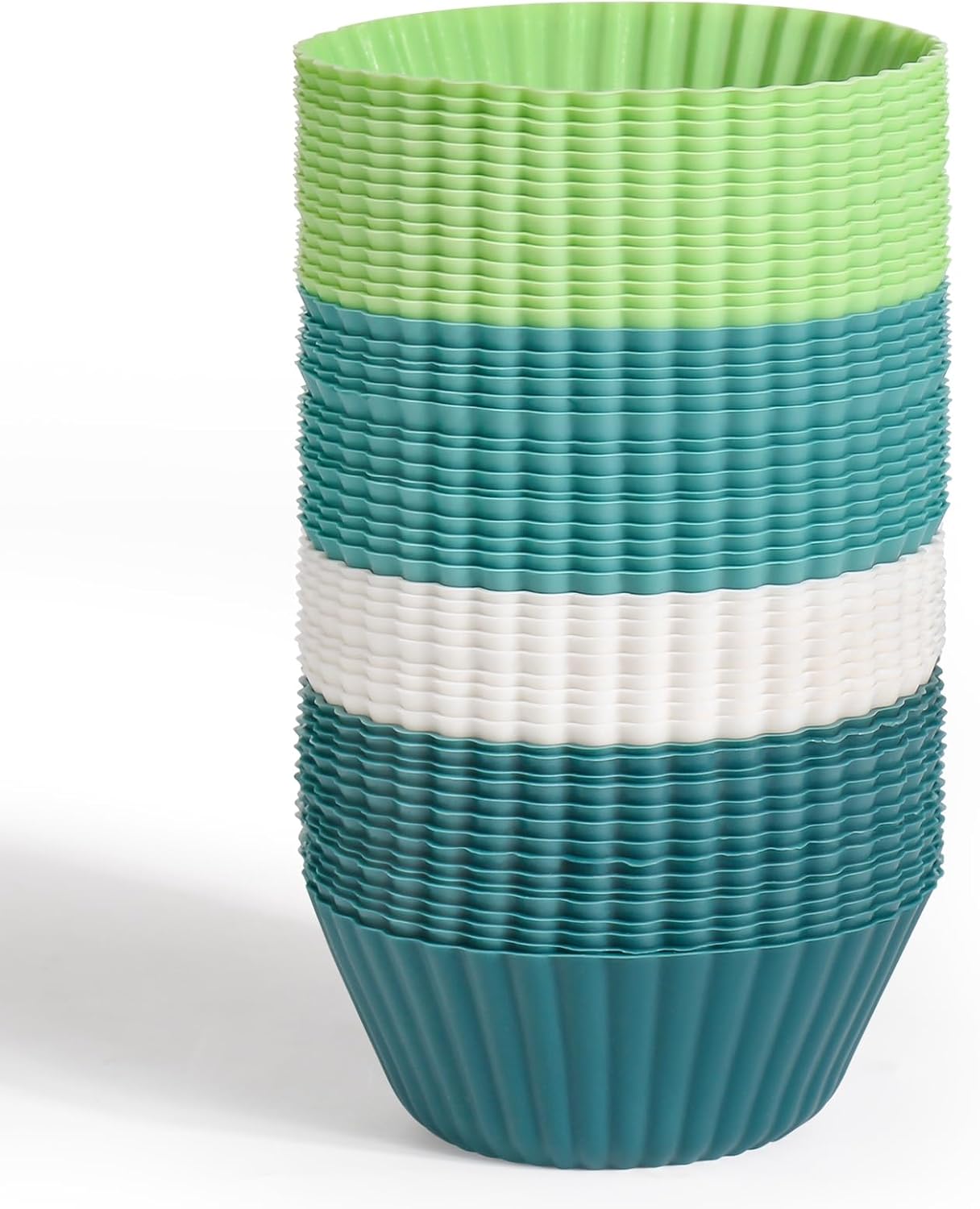 54 Pack Silicone Muffin Cups, Selizo Silicone Cupcake Baking Cups Reusable Muffin Liners Cupcake Wrapper Cups Holders for Muffins, Cupcakes, and Candies (Navy, Gray Blue, Green, White)