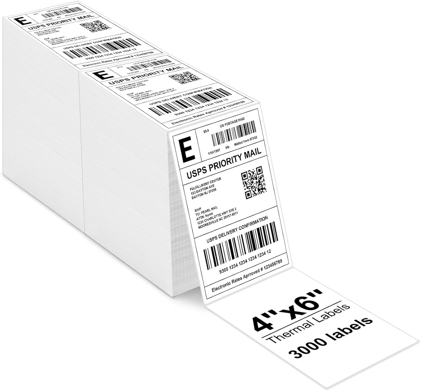 4x6 Direct Thermal Labels | 3000/Stack, BPA-Free & Waterproof | Compatible with Thermal Printers