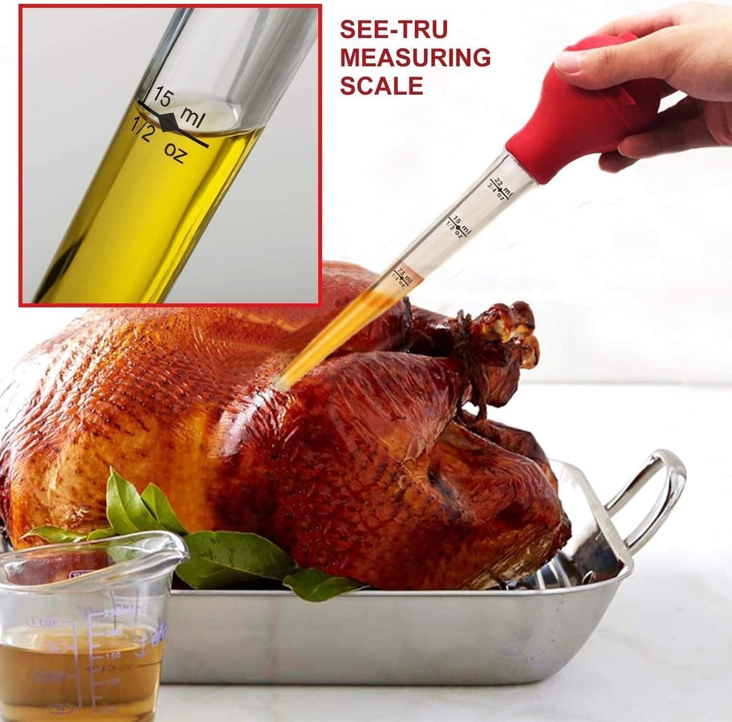 KAYCROWN Turkey Baster Commercial Grade Quality Silicone Bulb Including 2 Meat Marinade Injector Needles with Barbecue Basting Brush and Cleaning Brush for Easy Clean Up