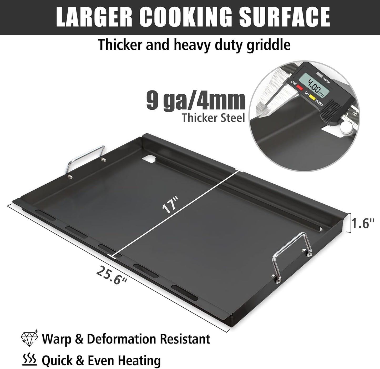 SafBbcue Full Size Griddle Inserts for Home Depot Nexgrill 720-0830H 720-0888 720-0783E Flat Top Griddle for Nexgrill Replacement Parts 720-0830 720-0958 720-0670A 720-0830D, Carbon Steel