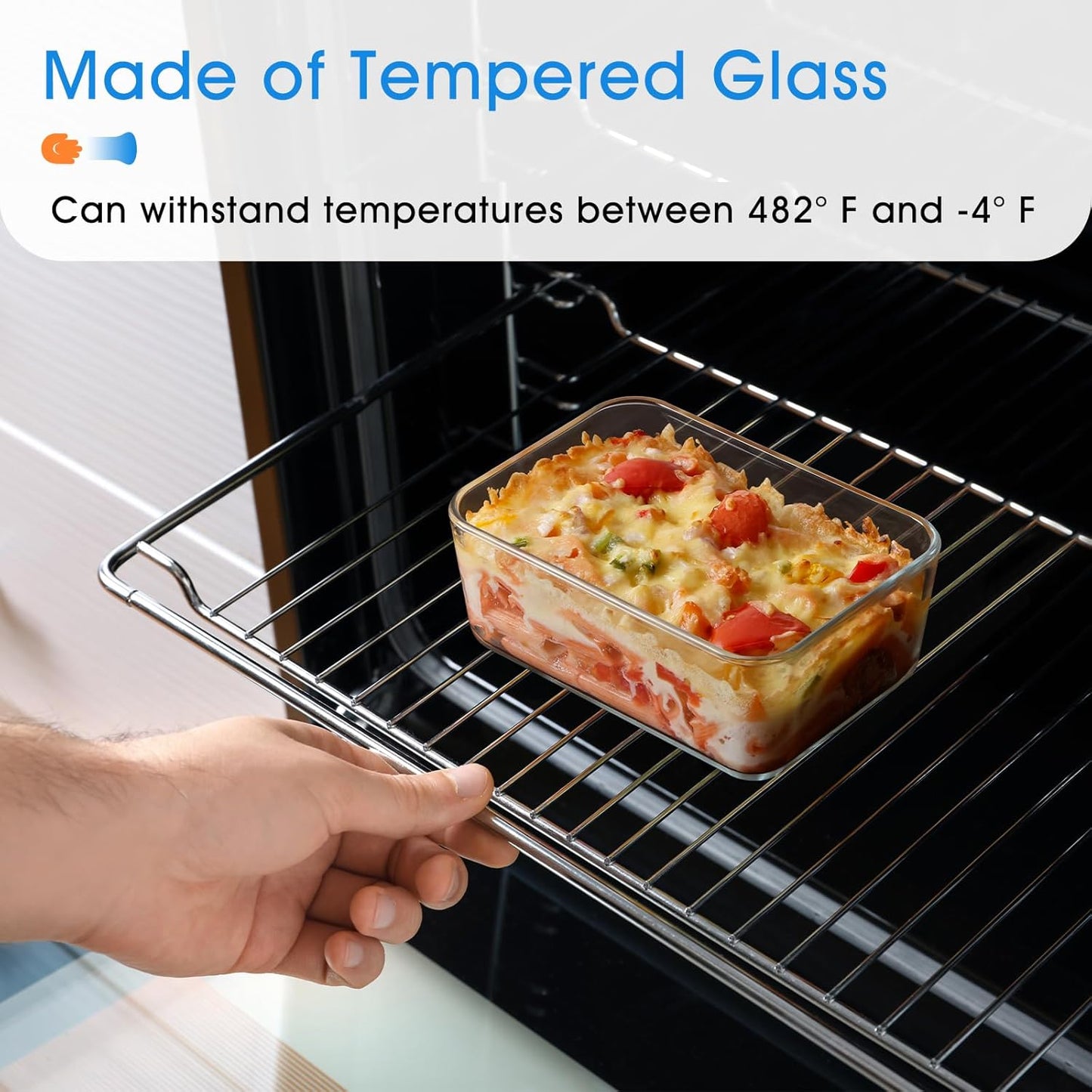 NUTRIUPS MIni-1.2QT Small Glass Baking Dish with Lid,（7×5 inches）Deep Rectangular Baking Dish for Oven