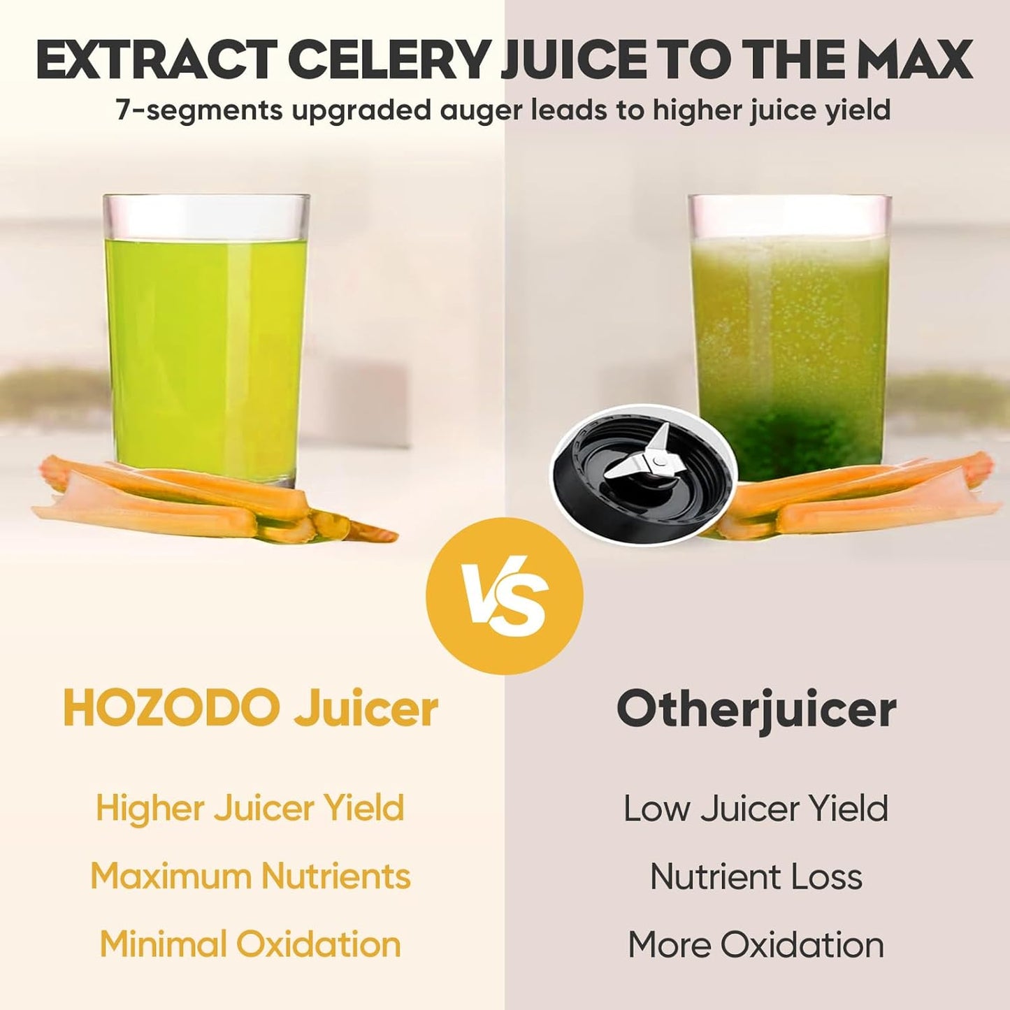 Masticating Juicer Attachment for KitchenAid Stand Mixer, Masticating Juicer, Slow Juicer Attachment for Kitchen Aid with Dual Feed Chute and Push Rod for Vegestables Fruits By Hozodo