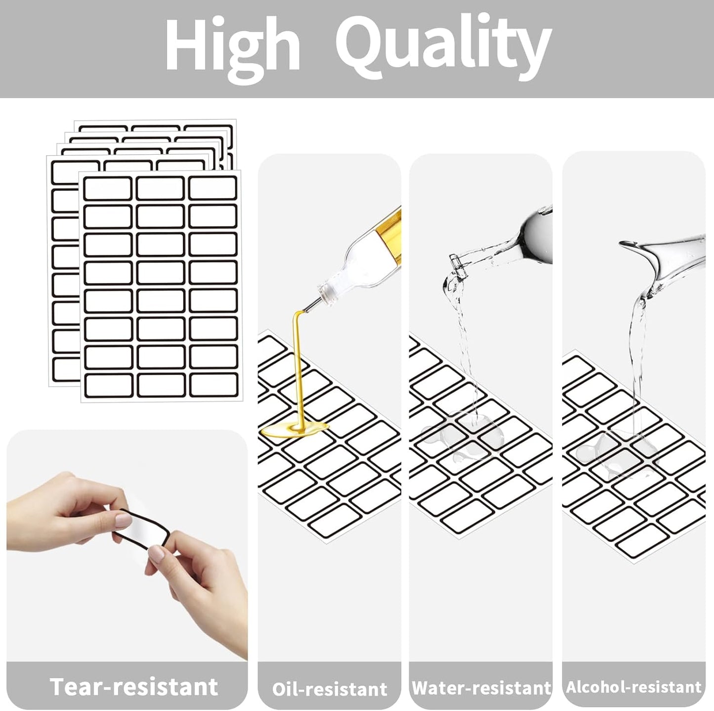 STARLIBOO Removable Labels, Blank Freezer Labels for Food Containers, 1x2 Inch Freezer Stickers, Freezer Labels to Write on/Waterproof Labels/Easy Peel Off (Black Border, 360 Labels)