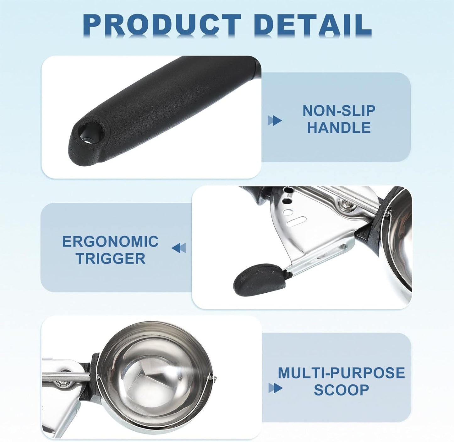 uxcell 2pcs Cookie Scoops, Ice Cream Scoop with Trigger for Baking Cookie Dough Rice Pudding Kitchen Gadget, Black