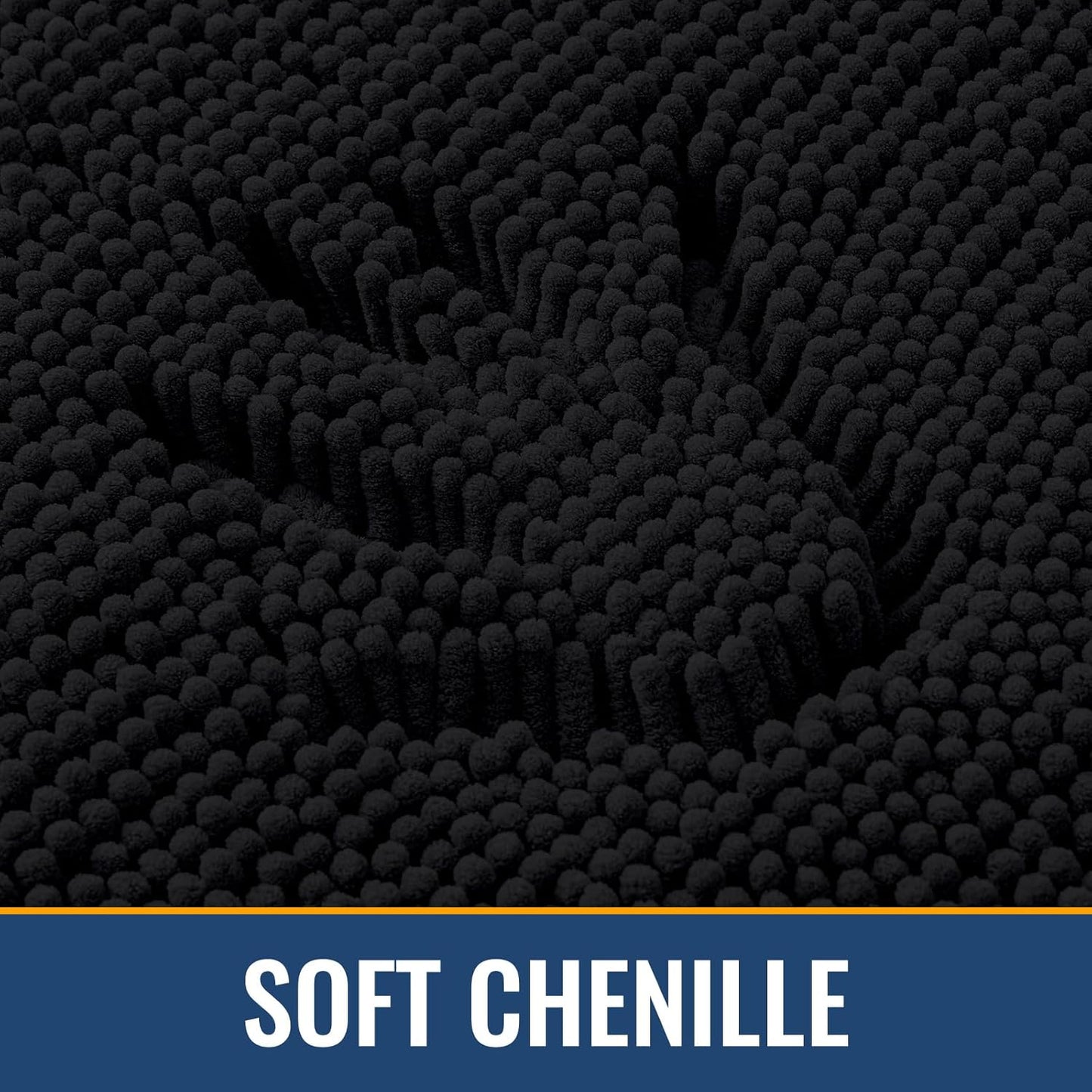 Arotive Bathroom Rugs 59x24, Extra Soft Absorbent Shaggy Chenille Bath Rugs, Machine Washable Rubber Backing Non-Slip Bath Mats for Bathroom Floor Tub and Shower, Home Decor Accessories, Black