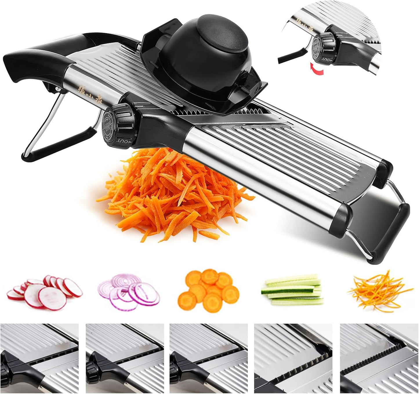 ZHANG XIAO QUAN SINCE 1628 Mandoline Food Slicer for kitchen, Adjustable Stainless Steel Mandoline Vegetable slicer Julienne, Onion Potato Chip French Fry vegetable slicer
