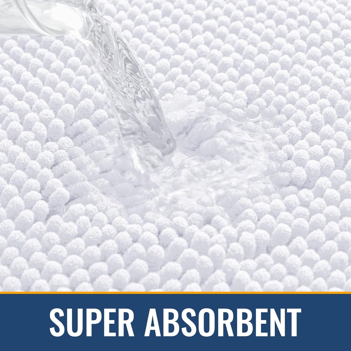 Arotive Bathroom Rugs 47x24, Extra Soft Absorbent Shaggy Chenille Bath Rugs, Machine Washable Rubber Backing Non-Slip Bath Mats for Bathroom Floor Tub and Shower, Home Decor Accessories, White