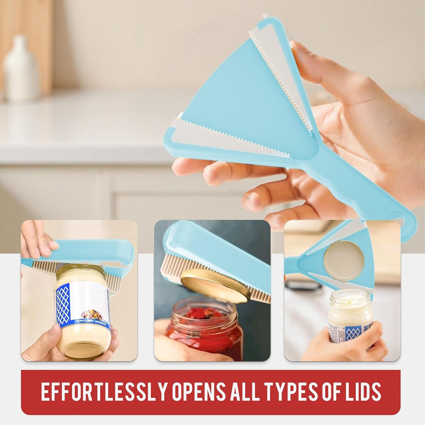 Li & Zhao Jar Opener Gripper for Weak Hands - Jar Lid Opener Grip Jar Opener Beer Bottle Opener Swing Away Can Opener Easy Twist Off Lid for Seniors with Arthritis Kitchen Gadgets(Blue)