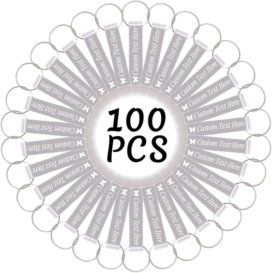 100PCS Personalized Bottle Opener Keychain Bulk Custom Beer Bottle Opener with Logo Text Engraved Wedding Bottle Opener Favors Customized Gifts for Guests Baby Shower Birthday Party-Silver