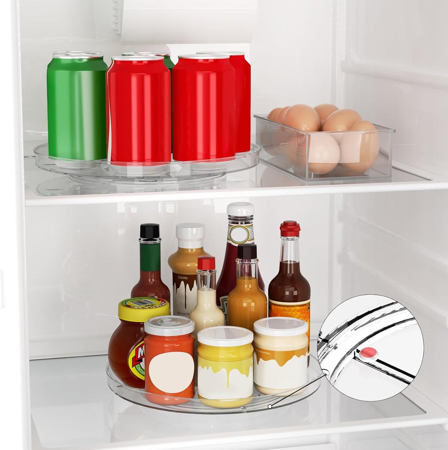 2 Pack Lazy Susan Organizer Turntable, Clear 9 Inch Rotating Organizer Tray for Cabinet Table Top, Round Non-Skid Refrigerator Lazy Susan, Kitchen Storage for Pantry Countertop Bathroom, Spice Rack