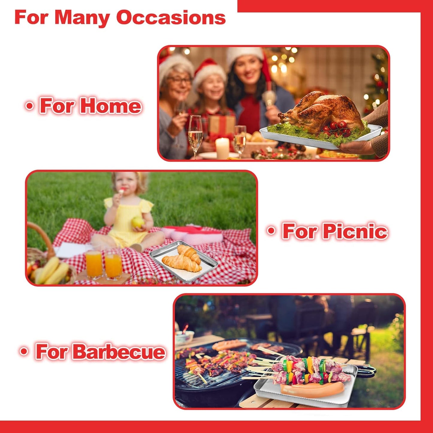 Baking Sheet, Stainless Steel Cookie Sheet Baking Pan Tray for Toaster Oven Size 9 x 7 x 1 Inch, Non Toxic & Healthy, Mirror Finish & Easy Clean, Dishwasher Safe