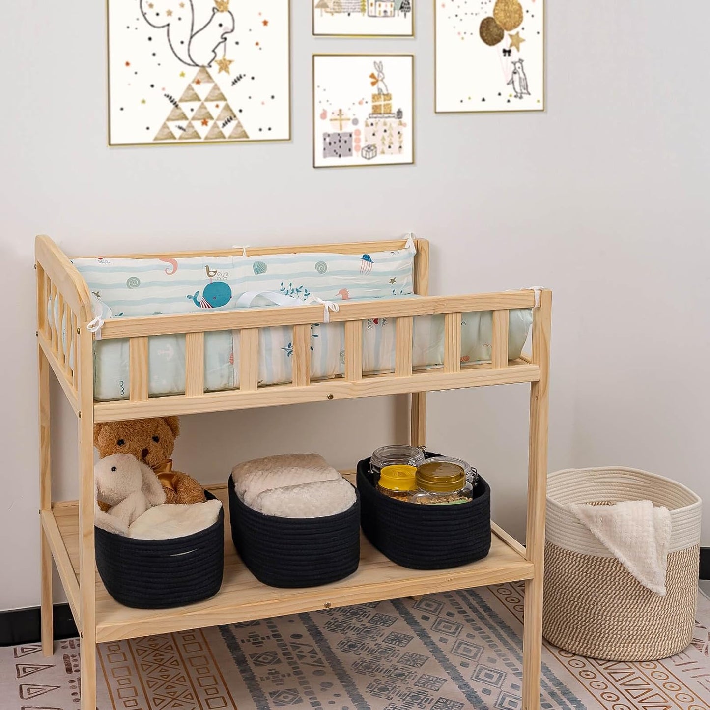 CubesLand Cute Black Basket Bins,Small Woven Storage Baskets for Shelf,Baby Nursery Basket Bin,Cube Organizer Basket Bin,Soft Toys Storage Basket,Home Decor Organization Bins 12 x 8 x 5 inches