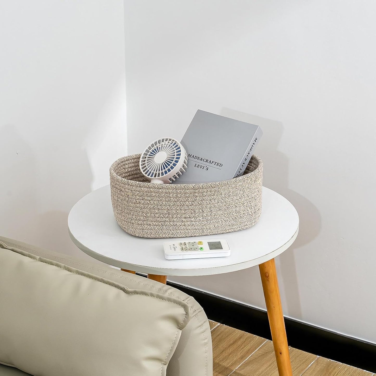 CubesLand Small Storage Baskets for Shelf,Cube Organizer Basket Bin,Woven Baskets for Shelves,Soft Toys Storage Basket,Baby Nursery Basket Bin,Home Decor 12 x 8 x 5.11 inches Light Brown