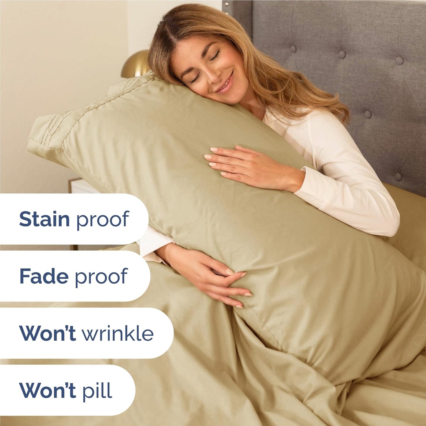 Twin XL Size 3 Piece Sheet Set - Comfy Breathable & Cooling Bed Sheets Set - Hotel Luxury Bedding for Women, Men, Kids, Teens, Boys & Girls - Deep Pockets, Ultra-Soft, Wrinkle Free - Oeko-Tex - Beige