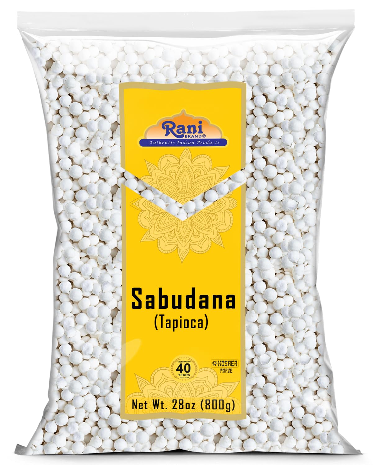 Rani Sabudana (Tapioca/Sago) Pearls 28oz (800g) ~ All Natural | Vegan | No Colors | NON-GMO | Indian Origin