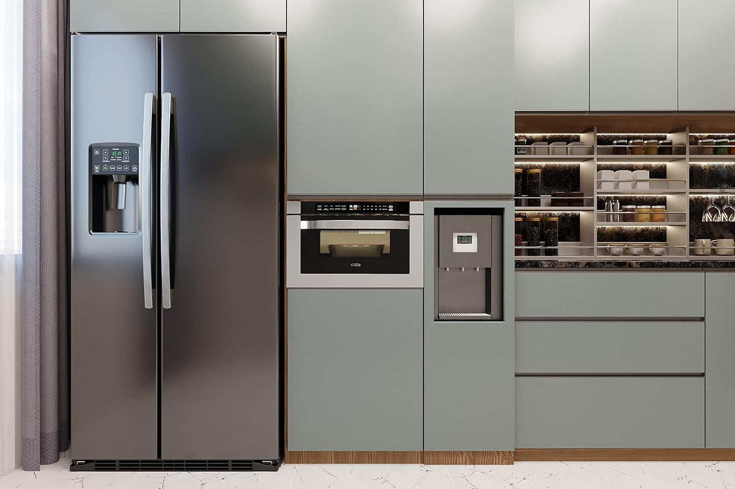 KoolMore KM-MD-1SS 24 Inch Stainless-Steel Microwave Drawer Capacity, 1000W Power with 10 Custom Cooking Levels, Memory, and Timer Functions, Wall-Mounted with Flat Bottom, 24 in/1.2 Cu. Ft