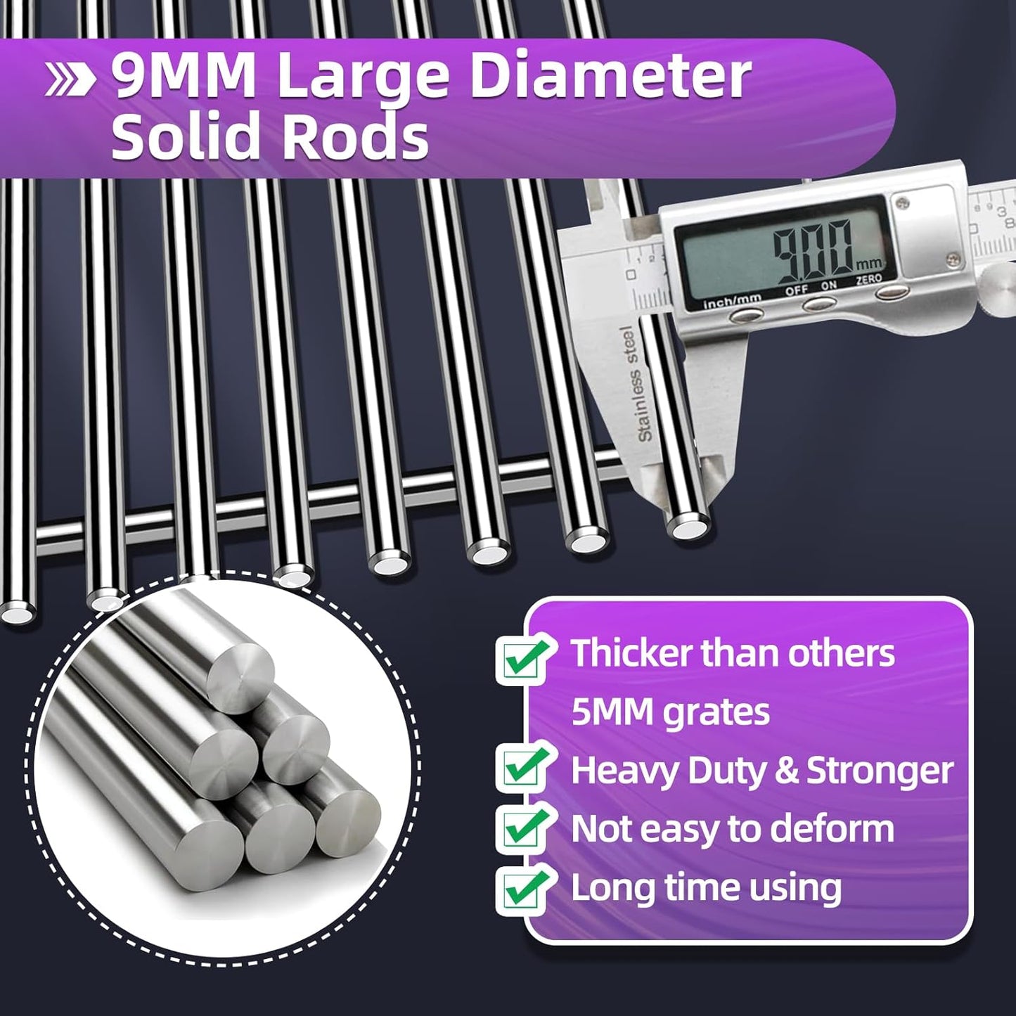 9MM 17.5" Stainless Steel Grill Grates for Weber Spirit E-310 E315 E320 E330 S310 S315 S330 GS4 Spirit 2 Grill Parts for Weber 7638, 7639 7525 Spirit 300 and Spirit II 300 Series Grills