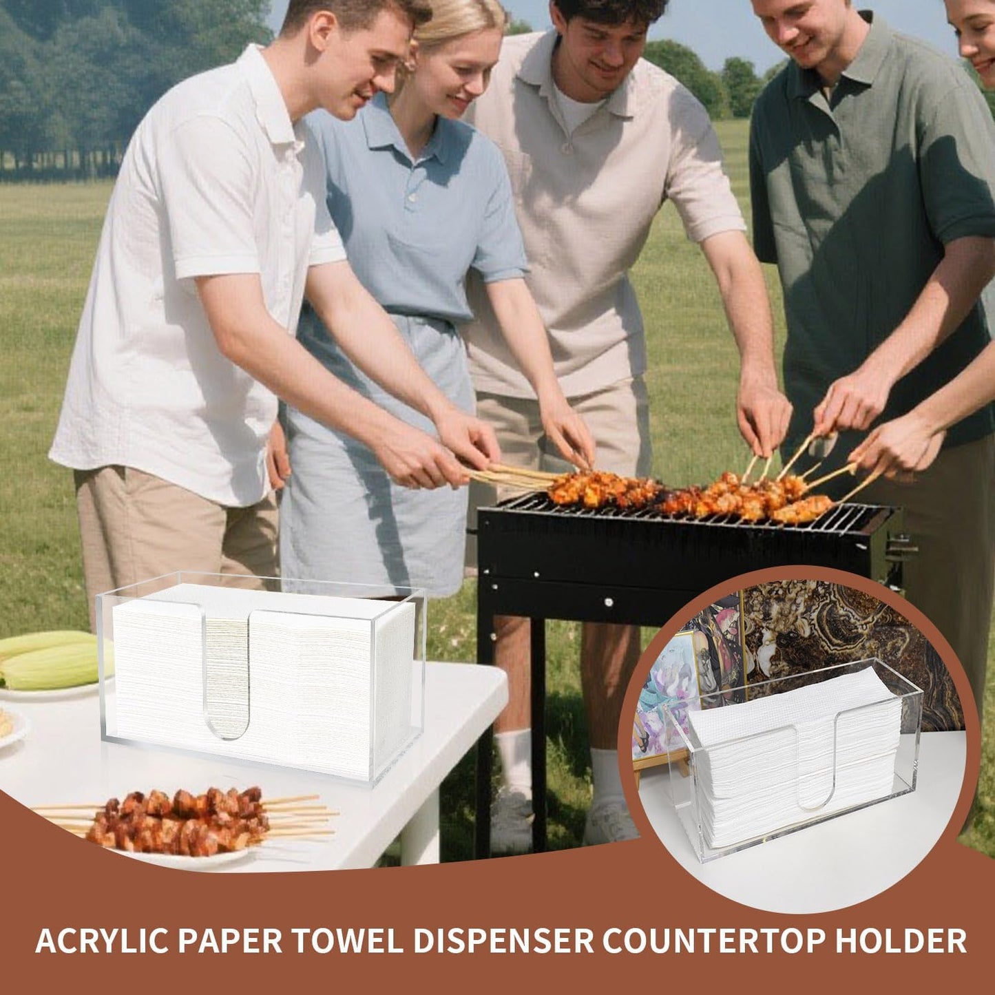 Acrylic Paper Towel Holder Countertop, 5mm Thick Clear C-Fold Z-Fold Trifold Napkin Dispenser, Bathroom & Kitchen Organizer for Multifold Towels (4)