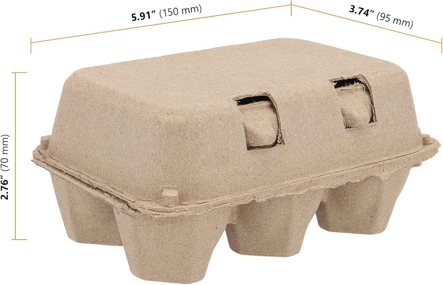 SEUNMUK 40 Pack 6 Cell Empty Egg Cartons, 6 x 3.7 x 2.7 Inch Brown Pulp Fiber Egg Tray Holder, Half Dozen Egg Container with Lids for Storing Eggs