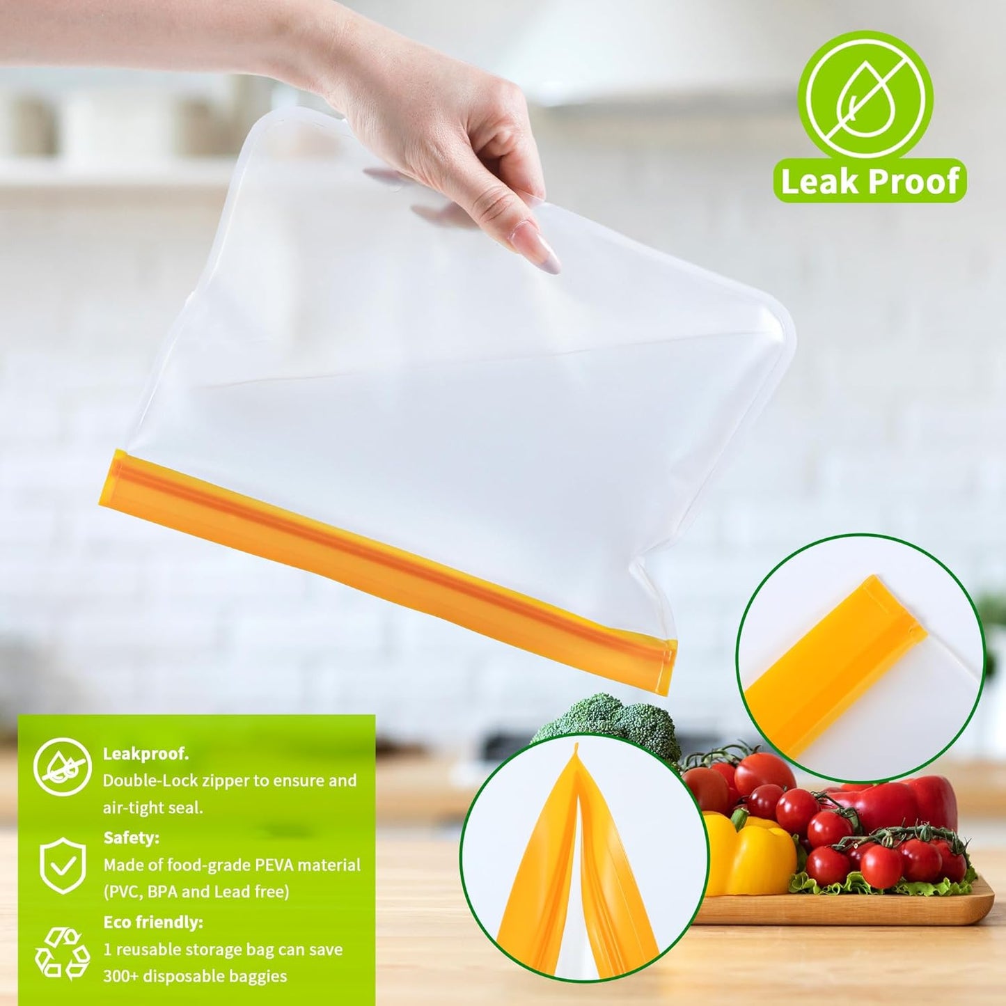24 Pack Reusable Bags, Dishwasher Safe Silicone Food Storage Bag, 4 Sizes Leakproof Reusable Freezer Bags for Marinate Meats, Cereal, Vegetables, Home.