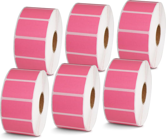 BETCKEY - 1.5" x 0.85" All Purpose Labels Compatible with Zebra & Rollo Label Printer,Premium Adhesive & Perforated[Pink, 6 Rolls, 9000 Labels]