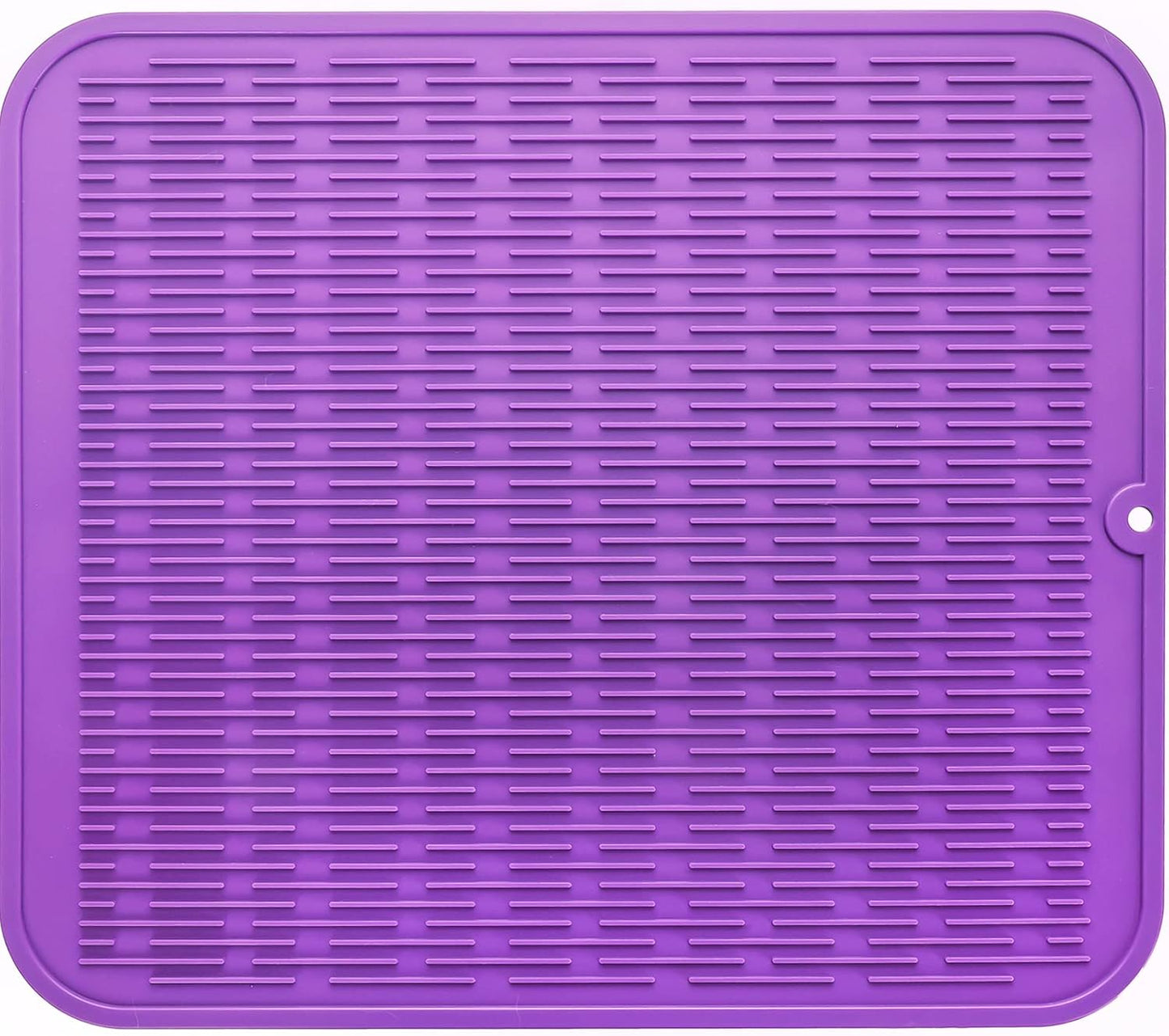 Silicone Dish Drying Mat for Multiple Usage,Easy clean,Eco-friendly,Heat-resistant Silicone Mat for Kitchen Counter or Sink,Refrigerator or Drawer Liner Purple XL 18 inches x 16 inches