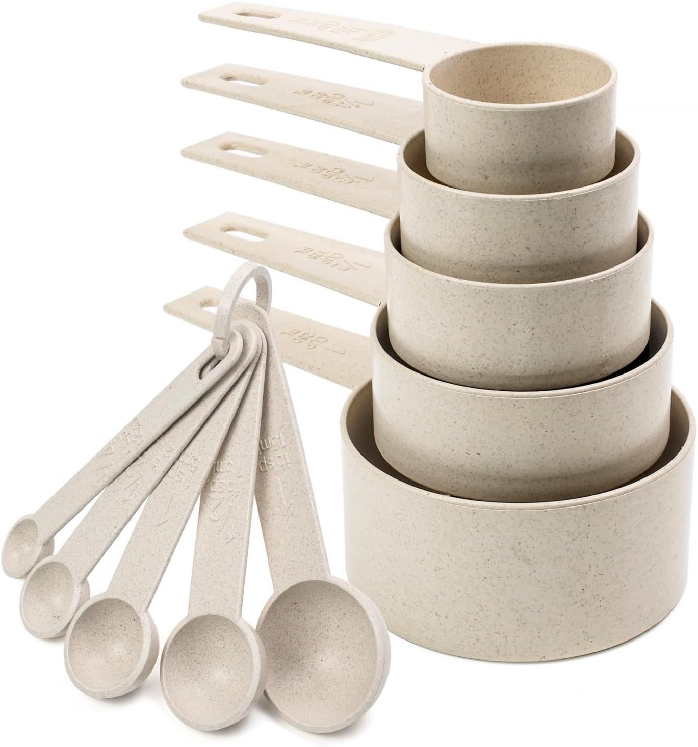 Beille 16pc Wheat Straw Complete Kitchen Utensils Set, Cream