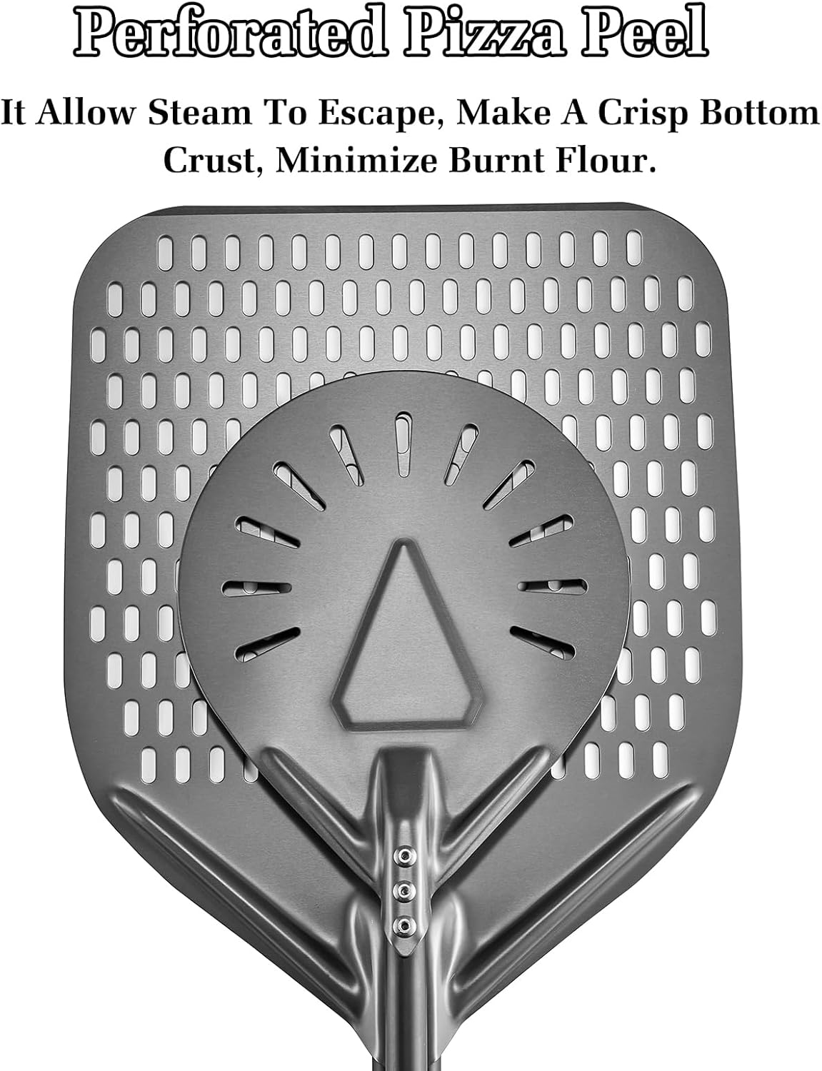 12 Inch + 7 Inch Perforated Pizza Peel Set, Turning Peel With Metal Handle, Spatula Paddle for Homemade Oven Accessories