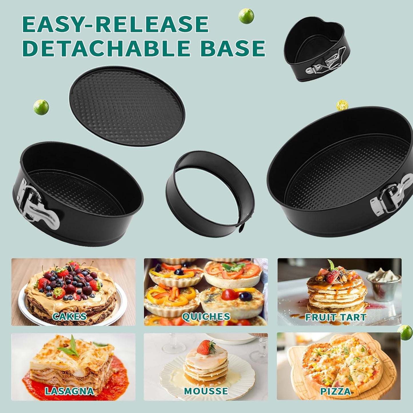 SHIKORI Cake Pan Set for Baking, Non-Stick Springform Pans Set of 3 (4, 7, 9 inch), Round Cake Pans,Cheesecake Pan, Leak-Proof Cake Pans with Removable Bottom (Red Set-3 Pcs)